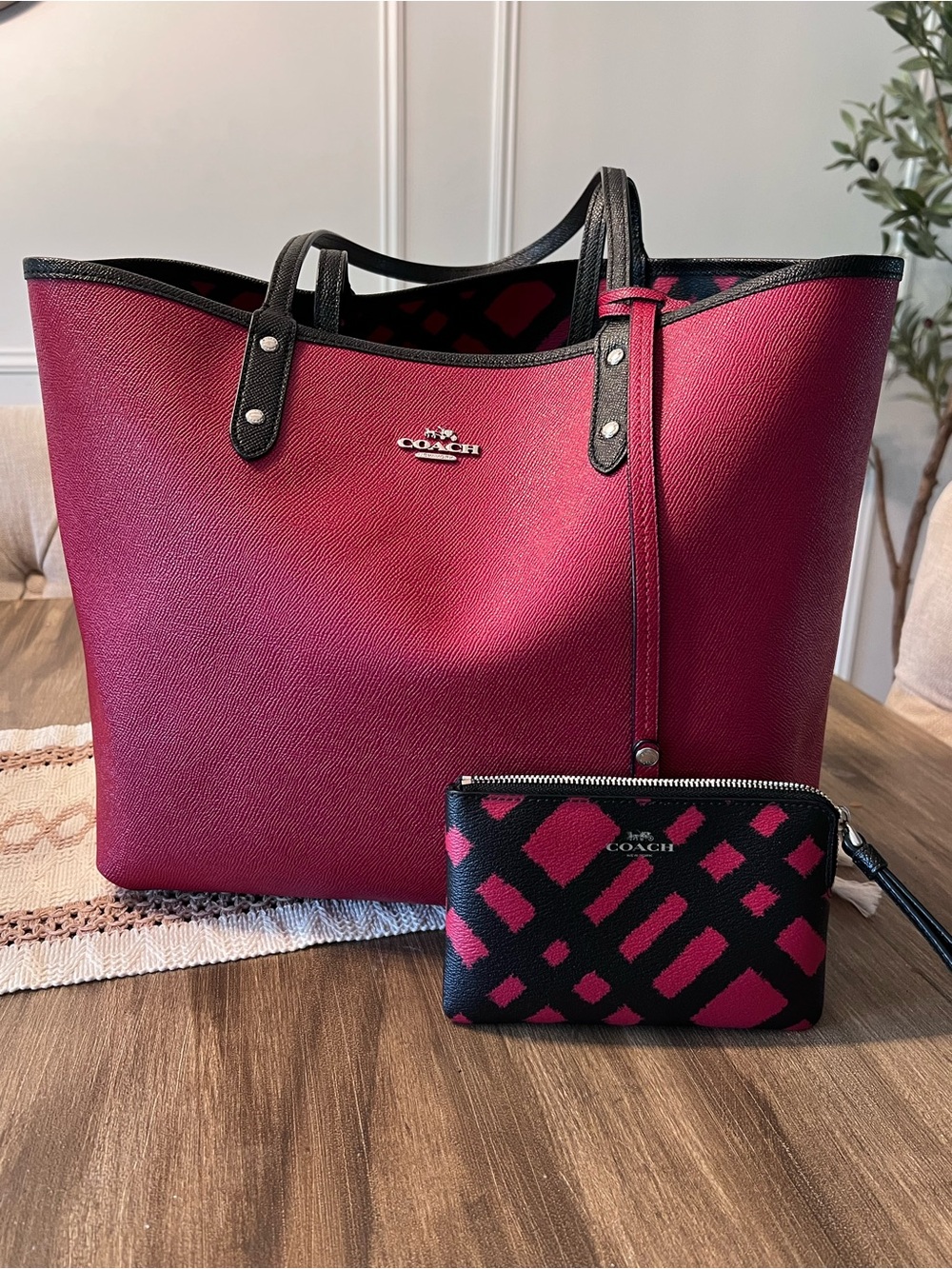 Coach Reversible City Tote Set Wild Plaid